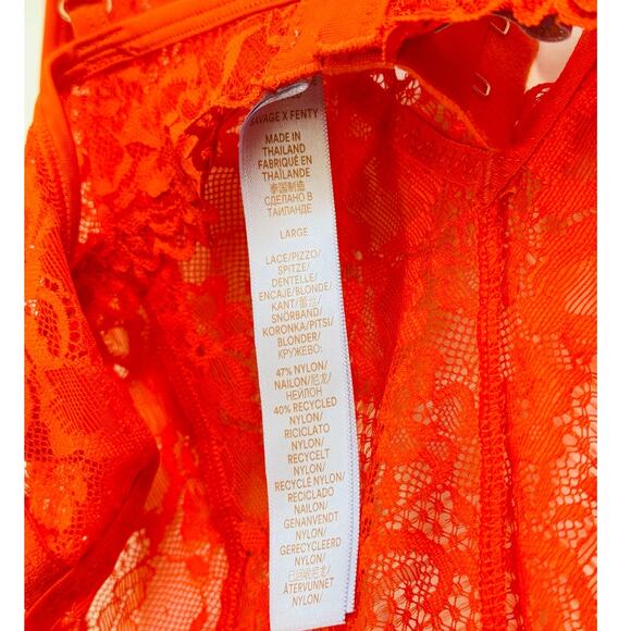 Savage x Fenty Floral Lace Teddy Red Tempo Large Bodycon Fitted Mesh Lace - Picture 6 of 8